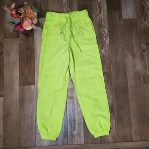 ZENANA Women's Lightweight Track Pants Neon Green Highlighter Yellow Size Large